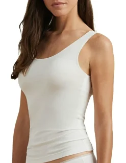 Lauren Ralph Lauren Cotton & Lace Scoop Neck Tank Top in Silk White