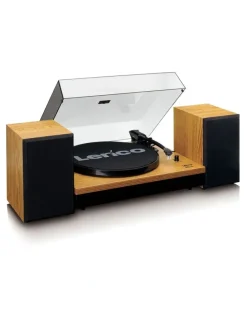 Lenco Turntable with Bluetooth & 2 Separate Speakers in wood