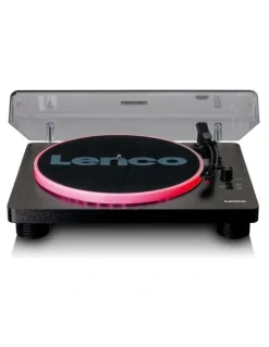 Lenco Turntable with LED Lights & Built-in Speakers in Black