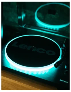 Lenco Turntable with LED Lights & Built-in Speakers in Black