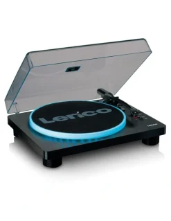 Lenco Turntable with LED Lights & Built-in Speakers in Black
