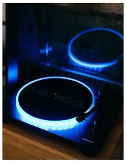 Lenco Turntable with LED Lights & Built-in Speakers in Black