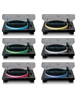 Lenco Turntable with LED Lights & Built-in Speakers in Black