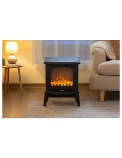 LENOXX Electric 1000W to 2000W Fireplace Heater with Realistic Log Flame Display