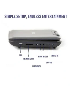 Lenoxx 10.1 Inch Portable DVD Player with 270-Degrees Swivel-Screen & Rechargeable