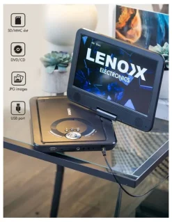 Lenoxx 10.1 Inch Portable DVD Player with 270-Degrees Swivel-Screen & Rechargeable