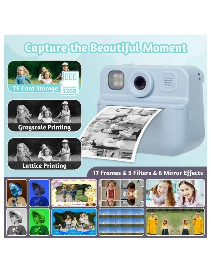 LENOXX Instant Print Camera With Dual Lens And 1080P HD Video 48MP in Blue