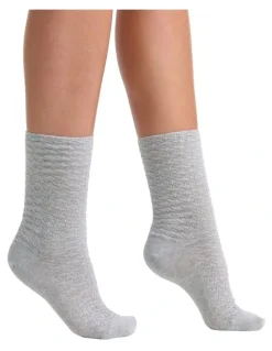 Levante 100% Textured Cotton Sock in Grey Marle
