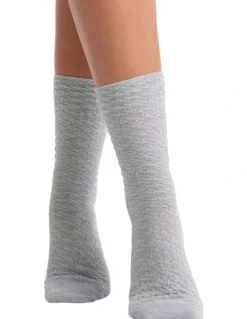 Levante 100% Textured Cotton Sock in Grey Marle
