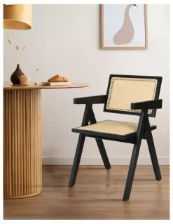 Levede Armchair Leather Dining Chair in Black