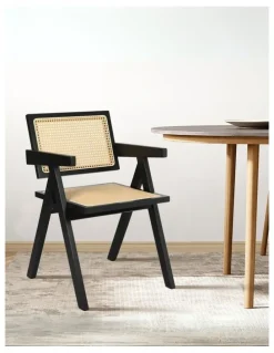 Levede Armchair Leather Dining Chair in Black