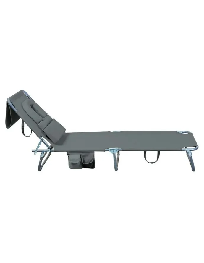 Levede Folding Beach Lounge Chair in Grey