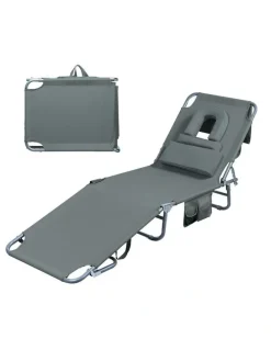 Levede Folding Beach Lounge Chair in Grey