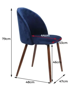 Levede French Provincial Dining Chairs x2 in Navy