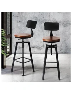 Levede Industrial Swivel Bar Stool 2x in Black