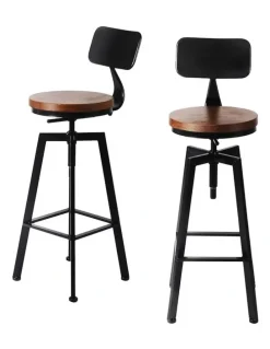 Levede Industrial Swivel Bar Stool 2x in Black