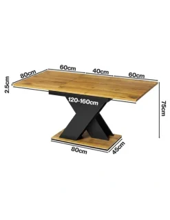 Levede Levede Dining Table Extendable 120cm-160cm 6 People Rectangular Dining Room