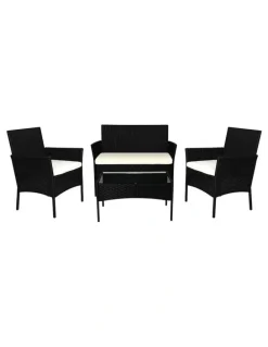 Levede Outdoor Furniture Table Chair Set 4 Piece in Black