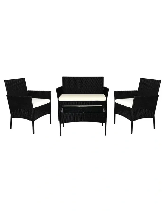 Levede Outdoor Furniture Table Chair Set 4 Piece in Black