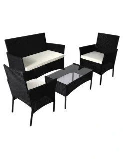 Levede Outdoor Furniture Table Chair Set 4 Piece in Black
