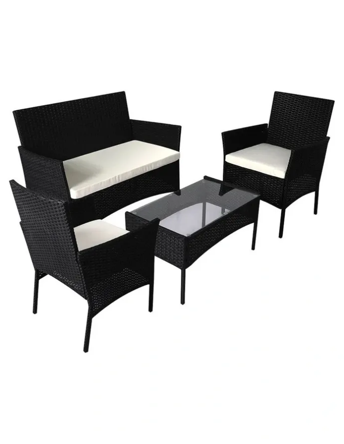 Levede Outdoor Furniture Table Chair Set 4 Piece in Black