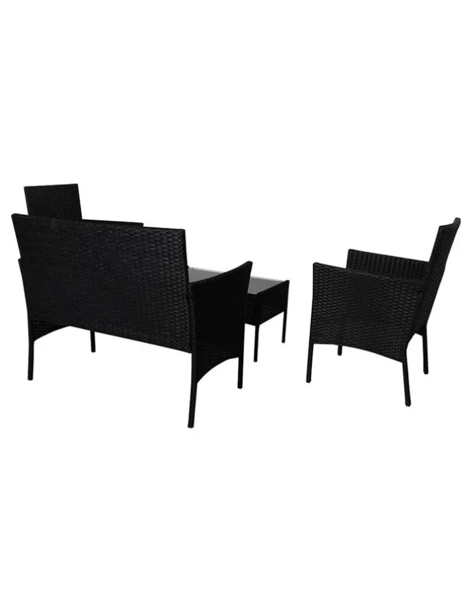 Levede Outdoor Furniture Table Chair Set 4 Piece in Black