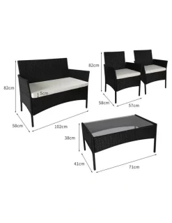 Levede Outdoor Furniture Table Chair Set 4 Piece in Black