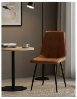 Levede Padded Seat PU Leather Dining Chairs 4x in Brown