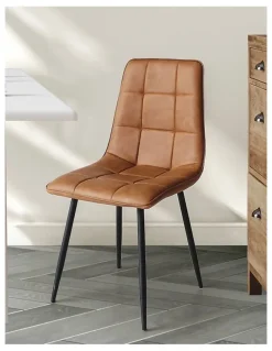 Levede Padded Seat PU Leather Dining Chairs 4x in Brown
