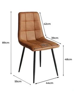 Levede Padded Seat PU Leather Dining Chairs 4x in Brown