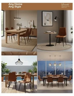 Levede Padded Seat PU Leather Dining Chairs 4x in Brown