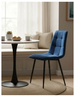 Levede Padded Seat Velvet Dining Chairs x4 in Blue