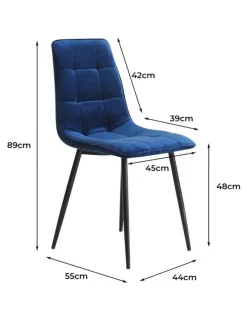 Levede Padded Seat Velvet Dining Chairs x4 in Blue