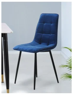 Levede Padded Seat Velvet Dining Chairs x4 in Blue