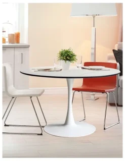 Levede 6 Person Marble Kitchen Dining Table 120cm in White