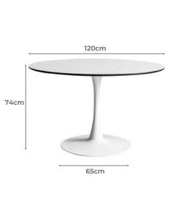 Levede 6 Person Marble Kitchen Dining Table 120cm in White