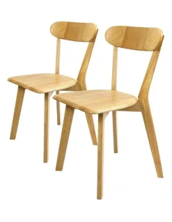 Levede Wooden Kitchen Dining Chairs x2 in Natural
