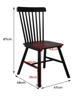 Levede 2x Natural Wood Dining Chairs in Black