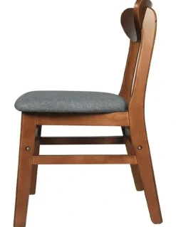 Levede 2x Wood & Linen Fabric Dining Chairs in Walnut