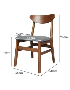 Levede 2x Wood & Linen Fabric Dining Chairs in Walnut