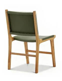 L3 Home Casey Flat Leather Dining Chairs Set Of 2 in Olive Green