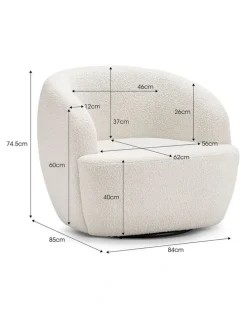 L3 Home Cuddle Swivel Armchair In Cream Boucle
