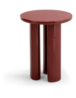 L3 Home Eliette Round Side Table In Merlot Red