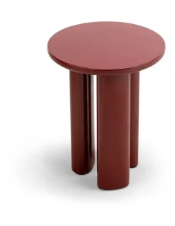L3 Home Eliette Round Side Table In Merlot Red