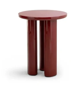 L3 Home Eliette Round Side Table In Merlot Red