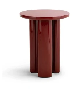L3 Home Eliette Round Side Table In Merlot Red