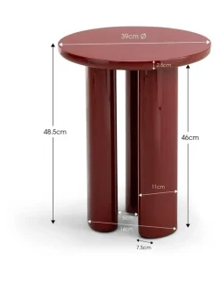 L3 Home Eliette Round Side Table In Merlot Red