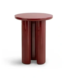 L3 Home Eliette Round Side Table In Merlot Red