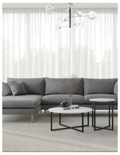 L3 Home Ellie Marble Round Coffee Table In White & Black