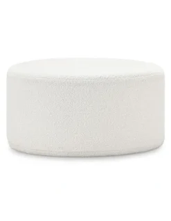 L3 Home Halle Medium Round Ottoman In Boucle Cream